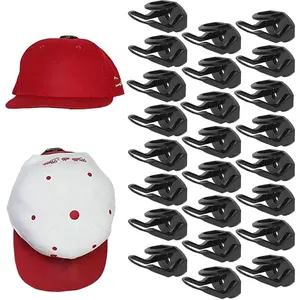 24 Pack Adhesive Hat Hooks for Wall，Hat Rack for Baseball Caps, Hat Hangers for Wall， No Drilling，Upgraded Adhesive Hat Holder Display（Black/White）