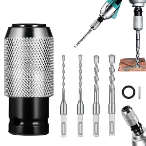 2026 New Rotary Hammer Adapter With Impact Drill Bits Set, Electric Hammer to Drill Converter with 4 Size Drills & Gloves, Precision Fit, Robust and Durable, for DIY Enthusiasts and Professionals
