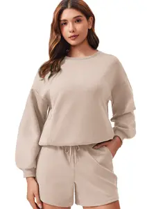 Pinspark Two Piece Sets for Women 2025 Spring Outfits 4 Pockets Travel Tracksuit Casual Matching Set Elastic Drawstring Fabric Long Sleeve