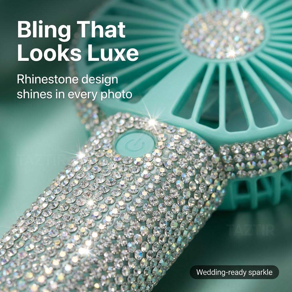 Portable Handheld Mini Fan, Bling Rhinestone, 17000RPM High Speed Personal Cooling Fan, 2400mAh Rechargeable Battery 6-18H Runtime, USB-C Fast Charge, Pocket Size for Wedding, Travel, Commute, Outdoor, Summer Gift Portable Handheld Mini Fan, Bling Rhinestone, 17000RPM High Speed Personal Cooling Fan, 2400mAh Rechargeable Battery 6-18H Runtime, USB-C Fast Charge, Pocket Size for Wedding, Travel, Commute, Outdoor, Summer Gift