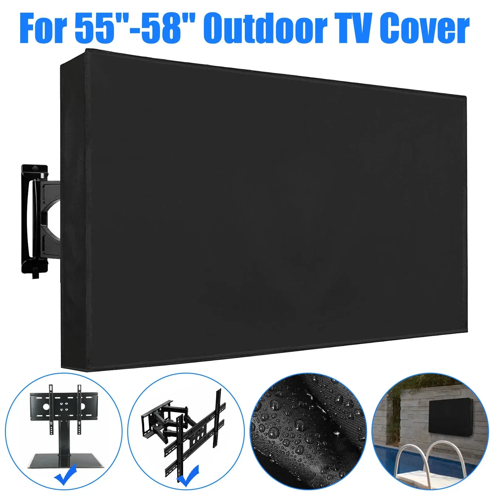 Outdoor TV Cover 55-58 Inch Waterproof Weatherproof Television Protector, Dustproof UV Resistant TV Screen Cover, Patio Garden TV Protector