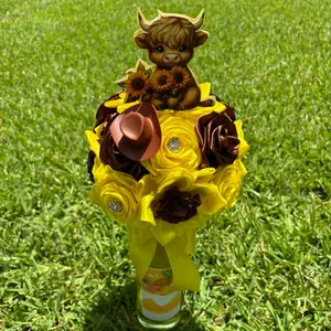 Sunflower  vaquita bottle bouquet