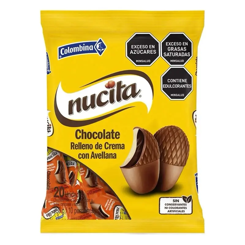 Nucita Chocolate Nuggets Filled with Hazelnut Cream Bag of 20 Units 230g Net Weight