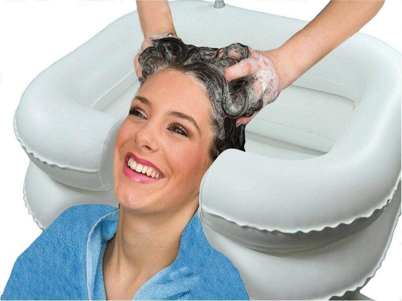 Portable Inflatable Shampoo Basin, Easy Hair Wash Tub for Bedridden and Disabled, with Neck Support and Pillow for a Comfortable Shampooing Experience - Bathtub Accessories
