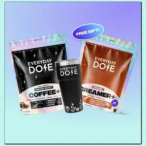 EVERYDAY DOSE 14 Serving Medium Roast Coffee+ with Caramel Creamer+ with Collagen & Probiotics & FREE Tumbler