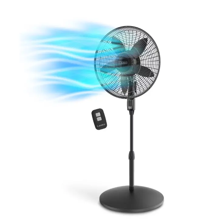 Lasko Cyclone Max 18" Oscillating Pedestal Fan with Remote, Adjustable Height and 4 Speeds for Whole Room Cooling, Black, S18605