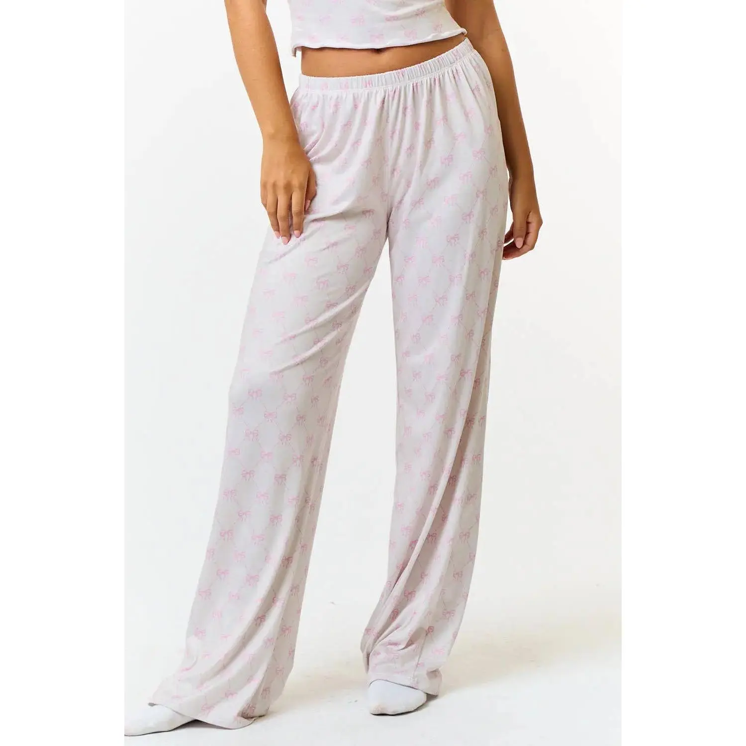 Light Pink Bow 🎀 Print Knit lounge pants