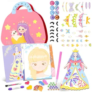 Special Diamond Painting & Princess Book Makeup Craft Kits Foil Art Books Set Play on Paper,Art Educational Toys Crafts Kit for Girl Handcraft Easter Gifts--wjlm
