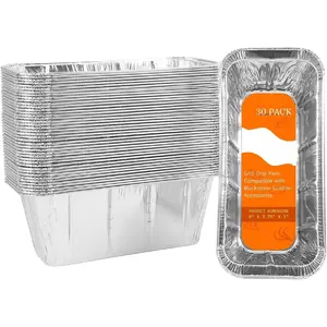 30-Pack Blackstone Griddle Accessories Drip Pan Liners, Aluminum Foil Pan Disposable for 17" 22" 28" 36" Blackstone Griddle Drip Tray Holder Grill Rear Grease Catcher Cup Liners