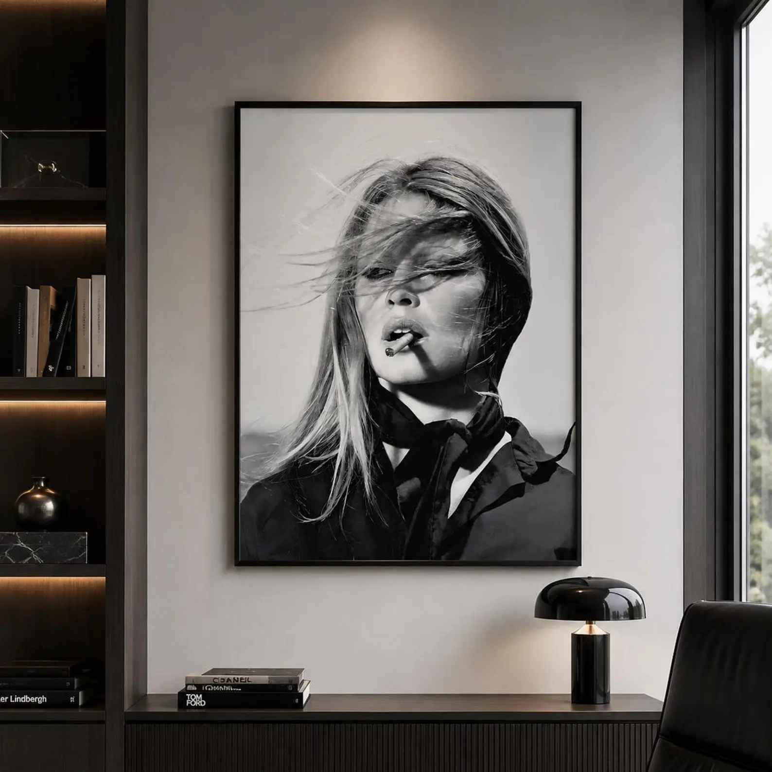 Brigitte Bardot Poster Vintage French Actress Cigarette Black White Wall Art
