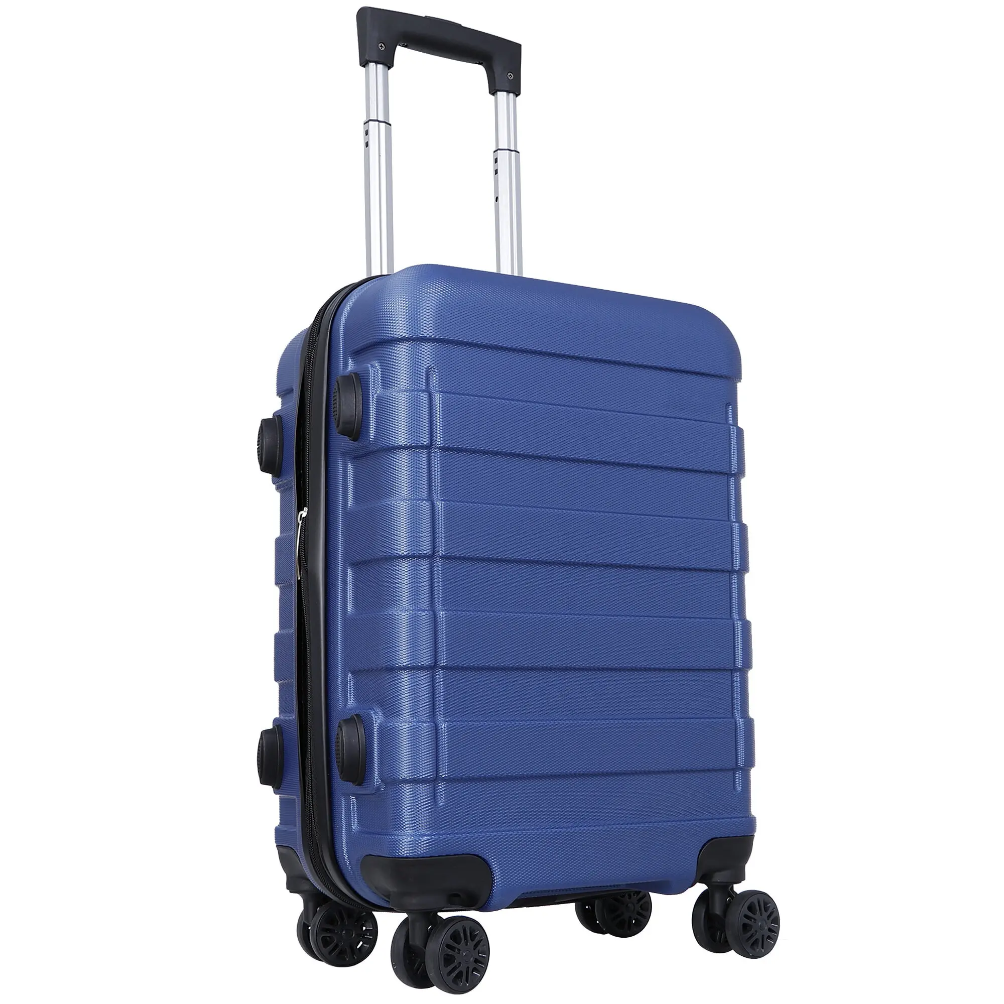 SuperDeal 21" Hard-Shell ABS Plastic Expandable Travel Luggage Suitcase with Trolley Wheels, U-Zip Pocket, Blue,summerwins