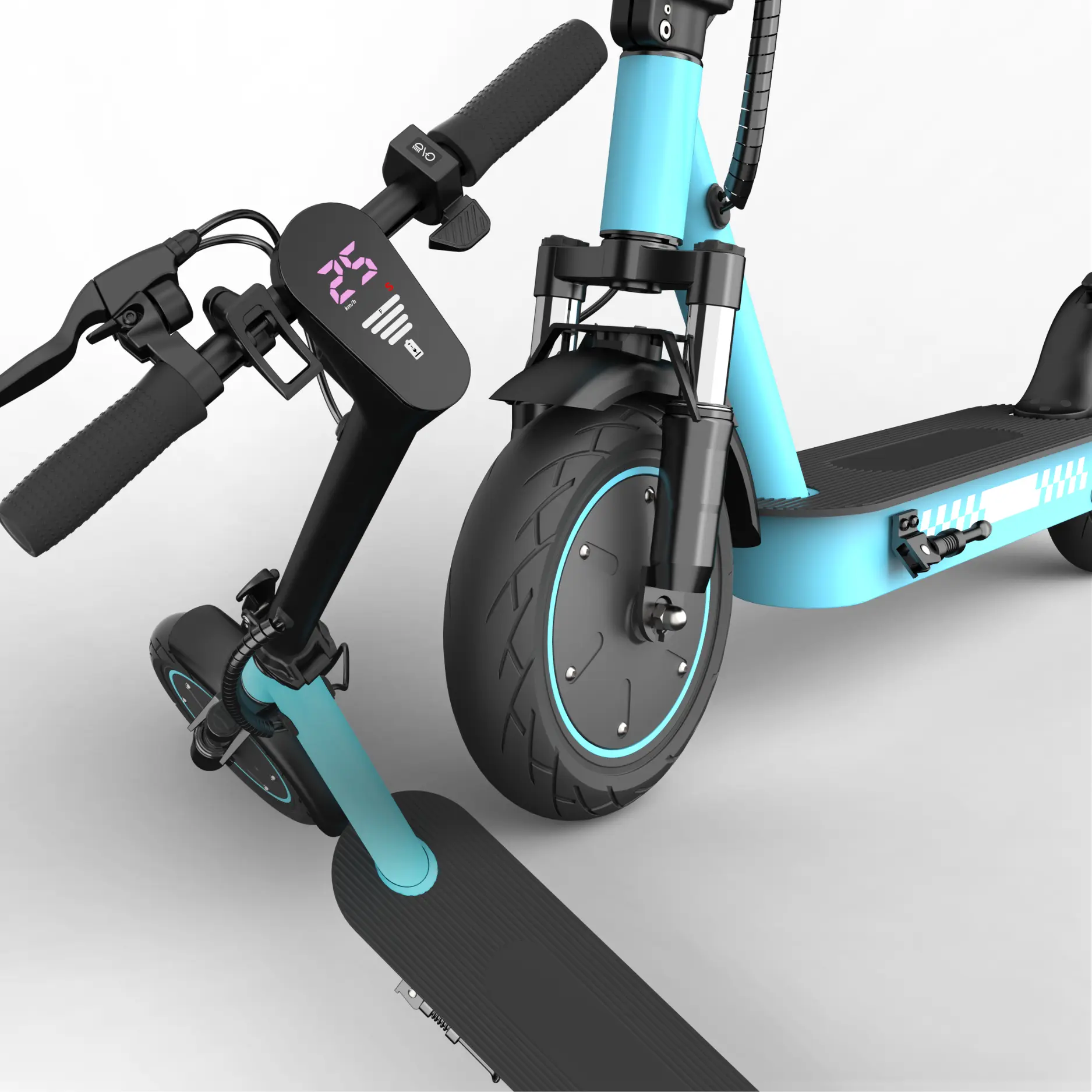 Foldable Commuting Electric Scooter (Pink, Blue, Red) - 350W Brushless Motor, 19MPH, 36V 10.5Ah Battery, 40-50KM Range, 10" Honeycomb Tires, Dual Suspension, App Control, Cruise Mode, Dual Disc/Drum Brakes, LED Display, Fits 4’9”-6’, Supports 265lbs