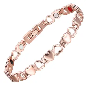 Rose Gold Steel magnetic bracelet balance energy power stress anxiety arthritis pain relief Mother's Day Gift