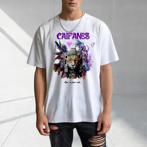 Caifanes Jaguar Aztec Power Comfort Color Letter Printed Tee Ring-Spun Cotton Soft-Washed T-Shirt Trendy Tops Perfect Gift