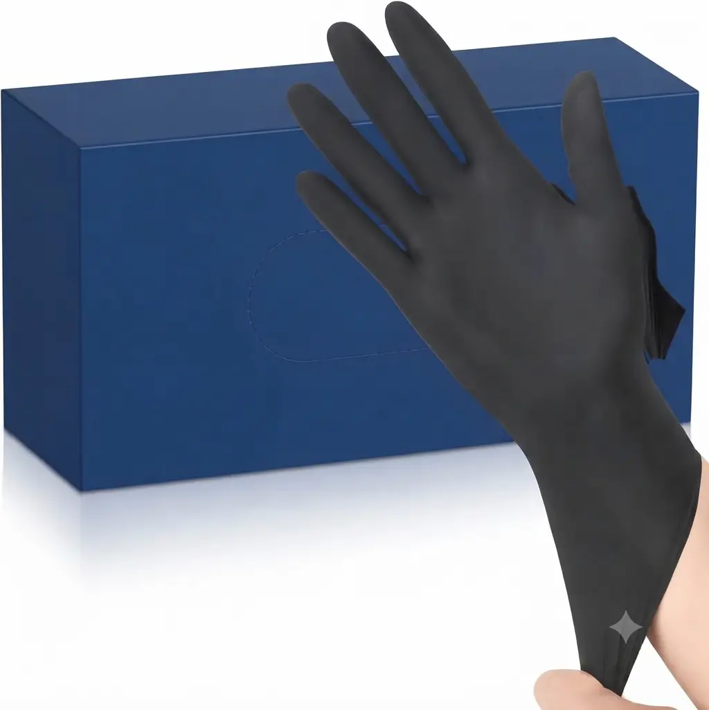 Black Nitrile Gloves, Food Safe Disposable Gloves Latex Free, Rubber Gloves Powder Free for Cooking, Kitchen Clean