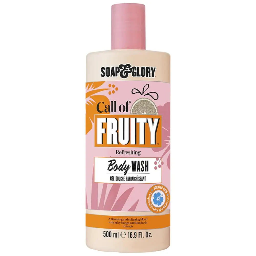 Soap & Glory Call of Fruity Bubble in Paradise Refreshing Body Wash, 500 ml | Hydrating & Revitalizing Skin Cleanser, Moisturizing Shower Soap with Exotic-Cool Formula, Fresh Floral-Fruity Scent