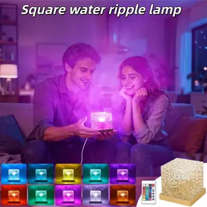 1 Set Ocean Wave RGB Aurora Light Cube with remote control, Mood Decorative Lights, 16 color changing water light projector for home decoration, Valentine's day Atmospherper Lamp, perfect for dinner parties, bars, Christmas gifts