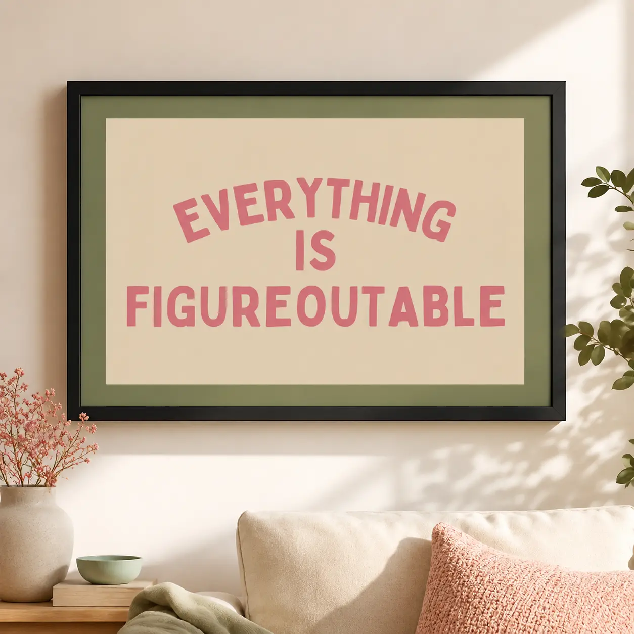 Vintage Quote Canvas Wall Art Print, Simple Sage Green Letter Poster, Minimalist Inspirational Typography Painting for Living Room Bedroom Dorm Office Decor, Neutral Vintage Design Gift for Friends and Home Decoration