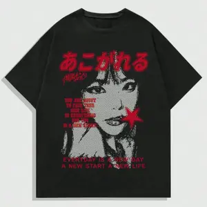 Y2K Japanese Manga Girl Graphic T-Shirt, Retro Harajuku Aesthetic Streetwear Tee, Vintage Anime Girl Print T-Shirt, Unisex Japanese Streetwear Graphic Tee, Y2K Aesthetic Street Fashion Shirt, Punk Vintage Japanese Style Tee