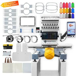 SEWTECH 15 Needles Embroidery Machine with 400x600 mm Larger Embroidery Area, 1200 SPM Max Speed with 10" Touch Screen, WiFi/USB Transfer, Commercial Embroidery Machine for Hat, T-Shirt, Flat, Sock