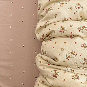 4pc New Fresh Print Bedding Set, Small Floral Pattern, Plant Flower Design, Includes Fitted Sheet, Flat Sheet, Pillowcases, All Seasons Use