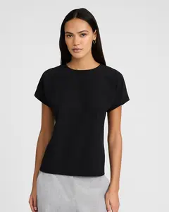 Express Relaxed Pleated Crew Neck Tailored Tee