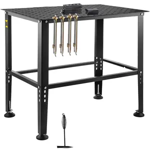 Heavy-Duty Welding Table 36 By 24 Inches 800 Lbs Capacity Welders Workbench With Multiple Fixture Holes, Vise Mounts, Accessory Holes, Anti-Slip Steel Surface, Adjustable Levelers, Perfect For MIG TIG Stick Welding