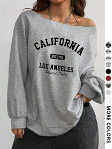 women's letter print sweatshirt, casual long sleeve pullover for fall & winter, women's clothes for daily wear, tops