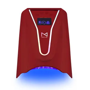 M Crystal Cure 128W UV/LED Nail Lamp with 45 Powerful LEDs, Rechargeable, Auto Sensor, Professional Gel Nail Dryer for Manicures & Pedicures - Red Cordless Drying