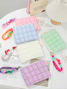 Quilted Clutch Cosmetic Bag, Makeup Bag with Wrist Strap, Travel Toiletry Bag, Zipper Storage Bag, Travel Makeup Organizer Bag, Cosmetic Brushes Storage Bag, Puffy Toiletry Bag