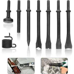 8 Piece Air Chisel Set Pneumatic Chisel Air Hammer Punch Chipping Bits Tool