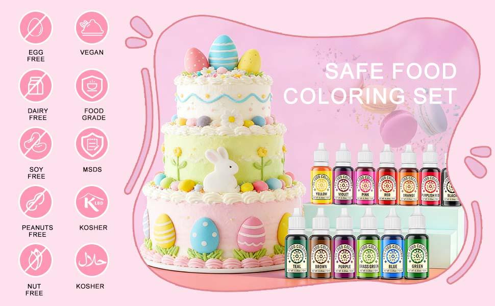 14 Oil-Based Food Coloring for Chocolate 10ml Colors Set Edible Oil Food Dye for Baking Cake Cookie Icing Fondant Meringues Decorating Chrismass Birthday 35 Fl. Oz Bottles Bake