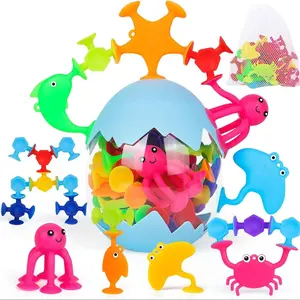 Dinosaur Eggs & Sea Animal Suction Cup Toy (50pcs/set), Cute Gifts Play Creative Silicone Sensory Toy, Stress Relief Toy
