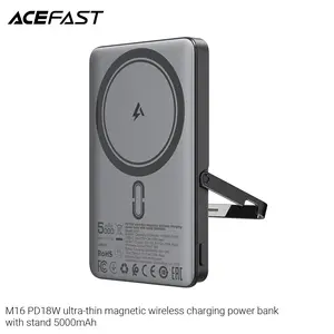 ACEFAST M16 Magnetic Power Bank - 5000mAh, PD18W, Foldable Stand, Black for Mobile Phones & Electronics Accessories