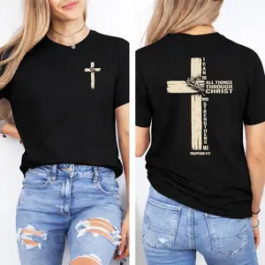 philippians 4 13 i can do all things through christ cross double sided graphic print t shirt
