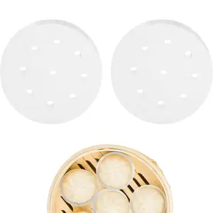Round Steamer Paper, 200pcs Non-stick Glutinous Rice Paper, Steamer Drawer Paper with Holes, Baking Utensils for Home Kitchen