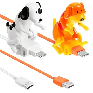 2 Pcs Dog Charging Cable Graduation Season Gifts Presents Smartphone USB Data Transmission Dog Cable for Charging of Phones Only Compatible with Type-c(Orange, White,Cute, Spot Style)