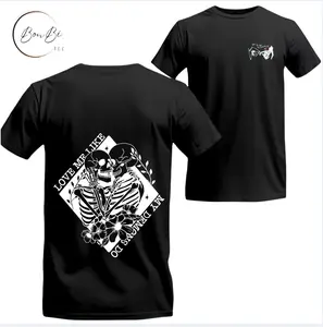 Love Me Like My Dem0ns Do T-Shirt – Skeleton Kiss Graphic Tee, Gothic Skeleton Couple Shirt, Emotional Art Tee, Trendy Men's Graphic T-Shirt, Streetwear