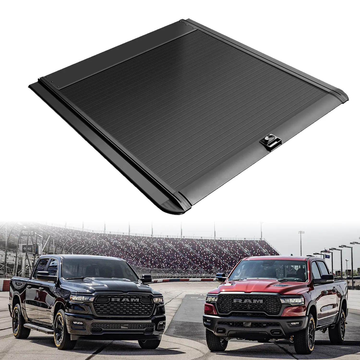 Retractable Truck Bed Tonneau Cover Compatible with 2009 2010 2011 2012 2013 2014 2015 2016 2017 2018 2019 2020 2021 2022 2023 2024 2025 2026 Ram 1500 (5‘7”/67.4”Bed) Truck Bed Cover Password Lock