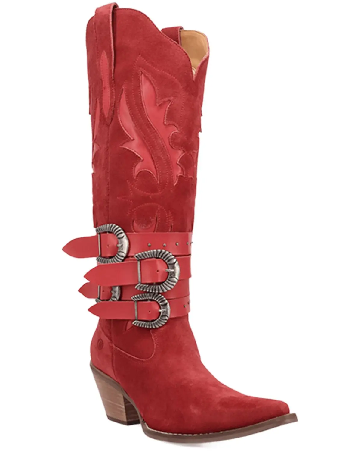 Dingo Women's Women'S Buck Wild Suede Tall Western Boot Round Toe - Di2380-Red
