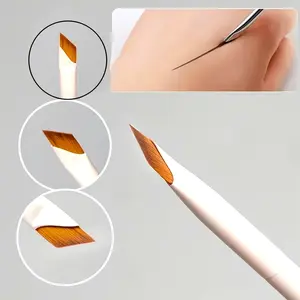 Ceramic White Angled Scythe Eyeliner Brush – Fine Leaf Design for Precision, Ideal for Beginners, Makeup Brush