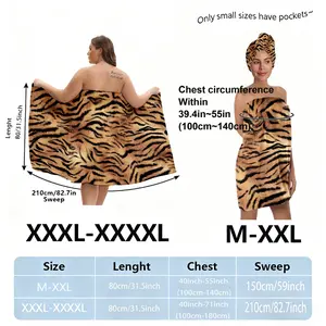 Tiger Print Hair Towel and Bathrobe Set, Soft Quick-Dry Microfiber Hair Towel and Robe, Perfect for Women, Spa and Pool, Travel Essential Gift, Hair Drying Towel, Hair Wrap Towel, Hair Turban Towel, Bath Sheet Towel