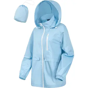 Women's Rain Jacket Waterproof Lightweight Packable Raincoat with Hood for Golf Hiking Travel Windbreaker