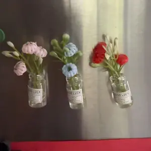 4 Counts Mini Flower Vase Magnets, Cute Refrigerator Magnets, Fun Kitchen Decor, Home Decor, Holiday Gift Idea, Halloween Decoration