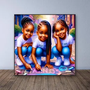 Street Funny Girls Pattern DIY Handicraft Diamond Arts Colorful Painting Kit without Frame, DIY 5D Diamond Arts Colorful Painting for Bedroom Home Wall Decor, Diamond Painting Kits