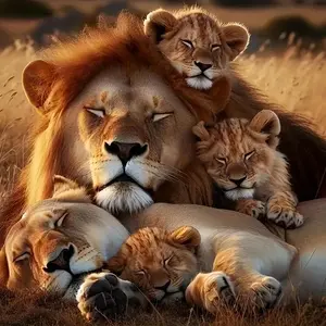 Lion Family Pattern DIY Diamond Arts Colorful Painting Kit without Frame, DIY 5D Diamond Arts Colorful Painting Kit, Wall Art Decor for Home, Diamond Painting Kits