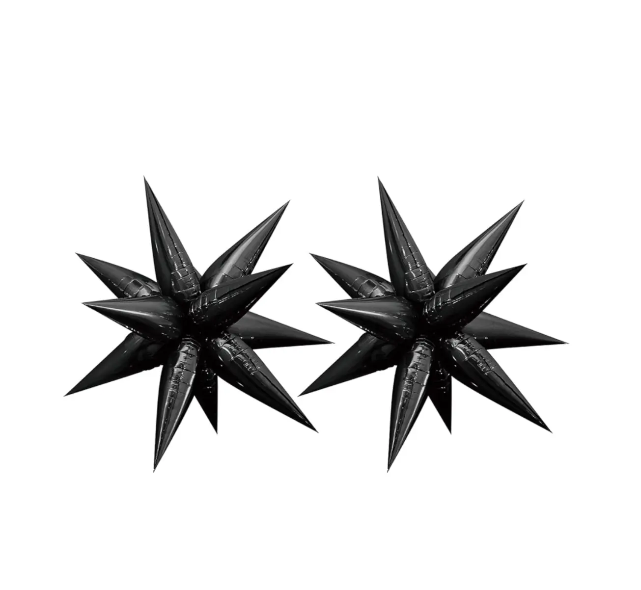 Spiked Star Aluminum Foil Balloons, 2-Piece Large Size Starburst Balloons for Party Decor