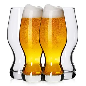 IPA Beer Glasses(Set of 4),16 oz Pilsner Beer Glasses,Craft Beer Bar Glasses,Lead-free Drinking Glasses,Ideal Gifts for Lager,Ale or Craft Beer Lovers-Crystal Clear