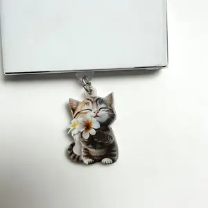 Cute Cat Design Phone Dust Plug, 2 Counts Acrylic Phone Charging Port Dust Plug, Mobile Phone Accessories for iPhone & Type-C Connector, Charm Accessory