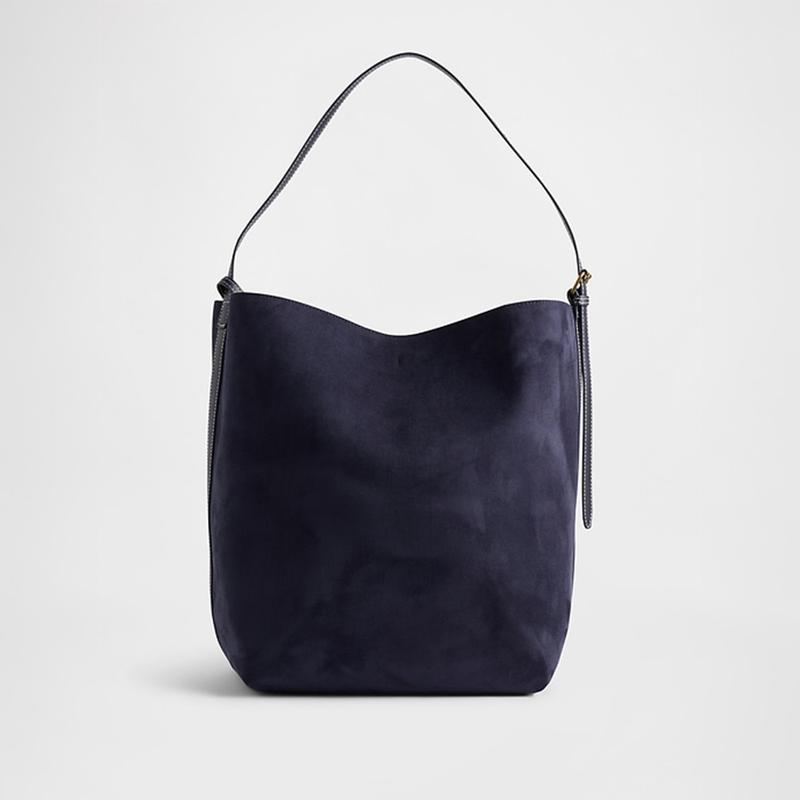 GAP Vegan Suede Bucket Bag with Shoulder Strap Inner Pockets & Zippered Mini Bag for Everyday Use 11.5 L x 8.5 W x 14.5 H - Closet Storage System